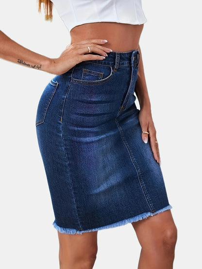 Women's Casual Jean Skirt High Waist Stretch Denim Skirts