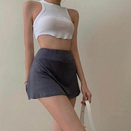Tennis Skirt Women High Waist Sexy Girl Tight Bag Hip Short Skirt Summer Sports Culottes split A-line Mini skirt Y2K