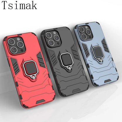 Shockproof Armor Case For iPhone 14 15 Pro Max Cover Holder Back Coque for iphone 11 12 13 Mini 7 8 Plus X XR XS Phone Cases