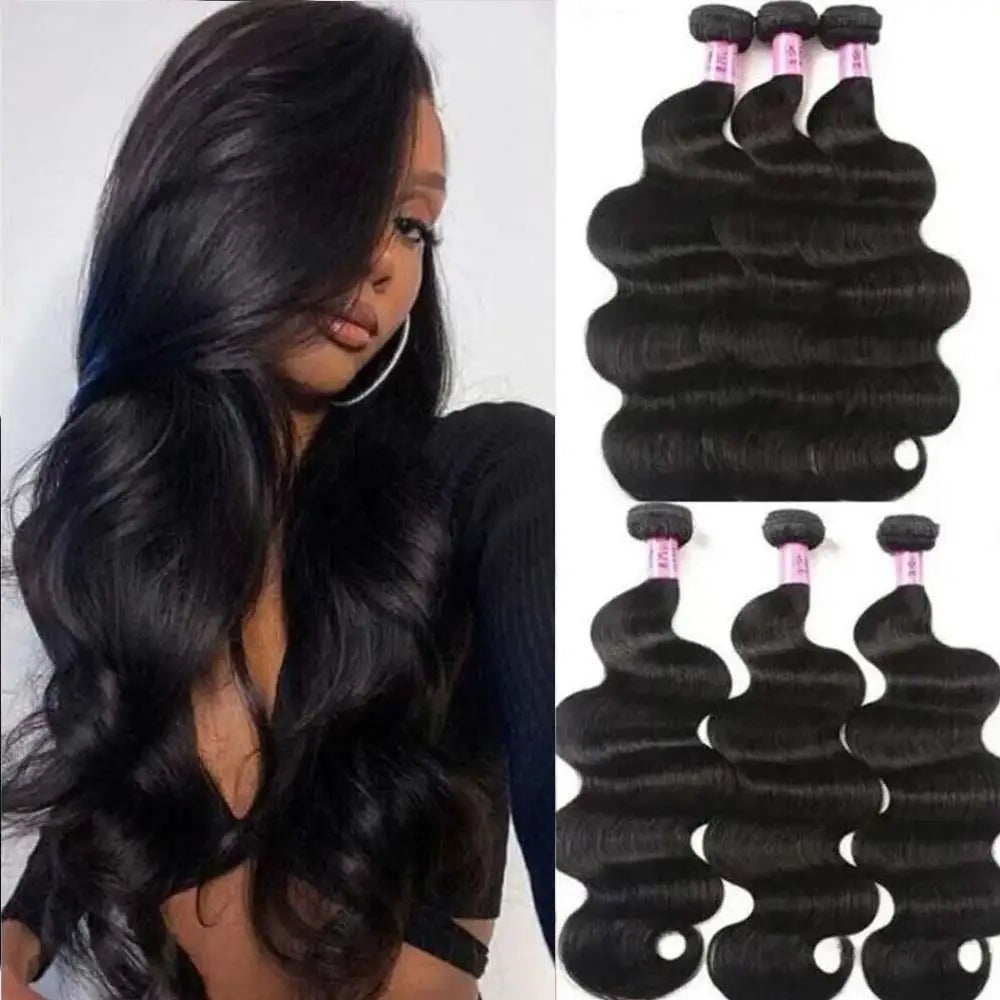 Human Hair Bundles Weave Brazilian Hair Bundles Loose Body Wave 3/4 Bundles Weft Virgin Raw Remy Hair Extensions For Women 28"