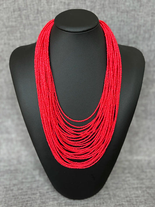 Bohemian fashion handmade beaded multi-layer red beaded women's necklaces seaside vacation jewelry