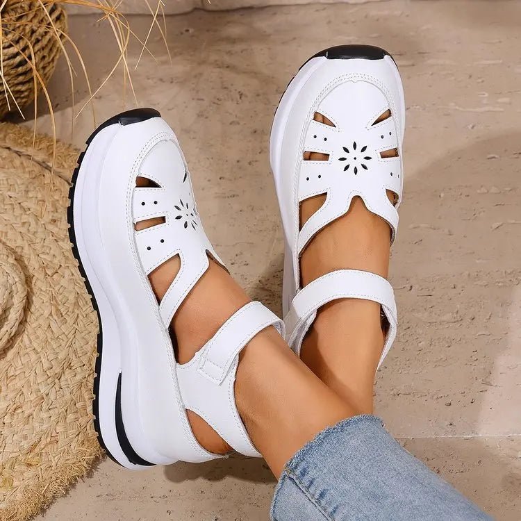 Women's Shoes 2025 Hot Sale Closed Toe Women's Sandals Casual Rome Sandals Women Hollow Platform Wedges Plus Size Shoes Female