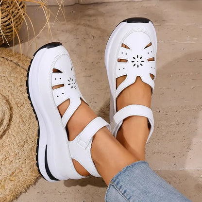 Women's Shoes 2025 Hot Sale Closed Toe Women's Sandals Casual Rome Sandals Women Hollow Platform Wedges Plus Size Shoes Female