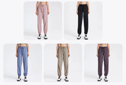 Elastic Waist Yoga Pants for Women Loose-Fitting Workout Pants Wide-Leg Drawstring Closure Stretchy High Waisted Jogging Jogger