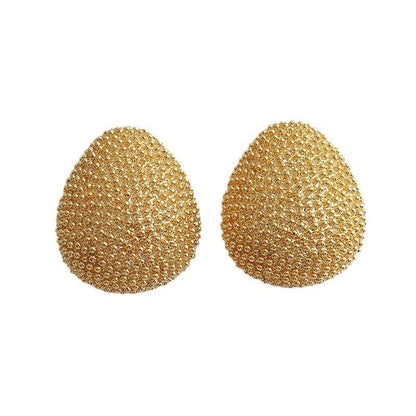 Modern Jewelry Popular Design Bead Feeling Metal Oval Teardrop Earrings For Women Party Gifts Exaggerative Ear Accessories