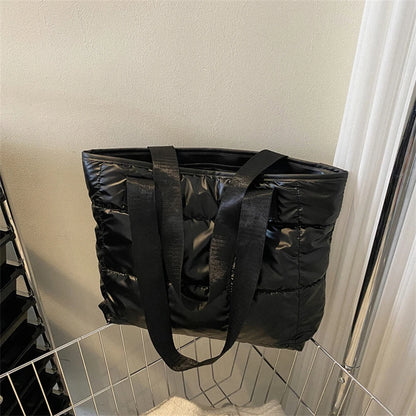 Fashion Tote Handbags for Women Black Large Capacity Soft Rhombus Bags Vinatge Quilted Shoulder Bag Purse for Travel Shopping