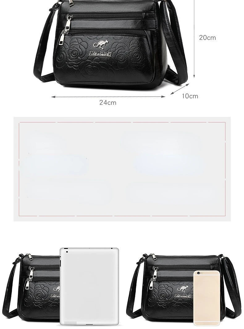Women Mother Bag Middle-aged Elderly Shoulder Messenger Crossbody Bag Purses Handbags Bolsa 3 Zippers Luxury Design