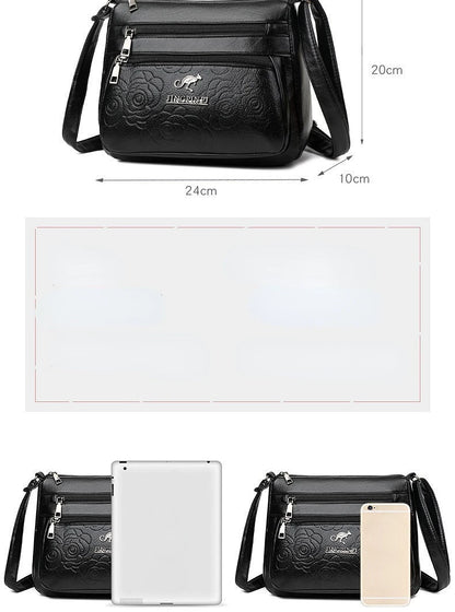 Women Mother Bag Middle-aged Elderly Shoulder Messenger Crossbody Bag Purses Handbags Bolsa 3 Zippers Luxury Design
