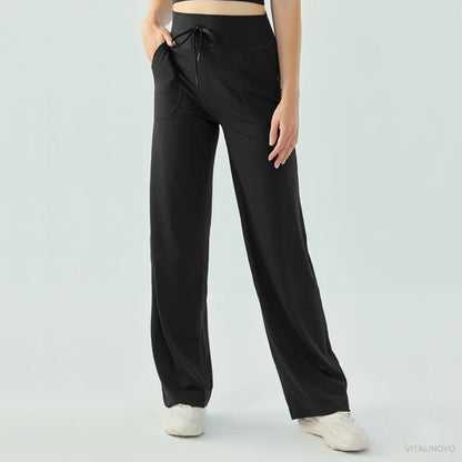 Yoga Pants Women Wide Leg Pants with Pockets High Waist Stretch Work Dress Pants Buttery Soft Casual Lounge Sweatpants Comfy