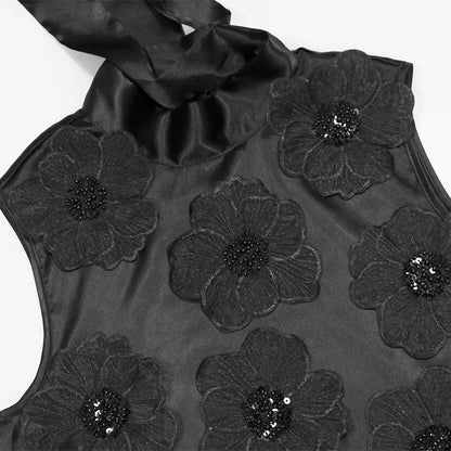 Elegant Dresses for Woman 2025 New O Neck Sleeveless Floral Decorate Straight Ankle Length Fashion Ladies Birthday Party Dress