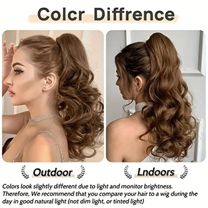 Wig female curly hair big wavy ponytail with grab clip