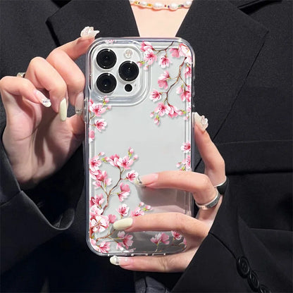 Flower Case For iPhone 11 Cases iPhone 15 12 13 14 16 Pro Max X XR XS Max 14 15 Plus 16Pro iPhone16 Clear Shockproof Cover Funda