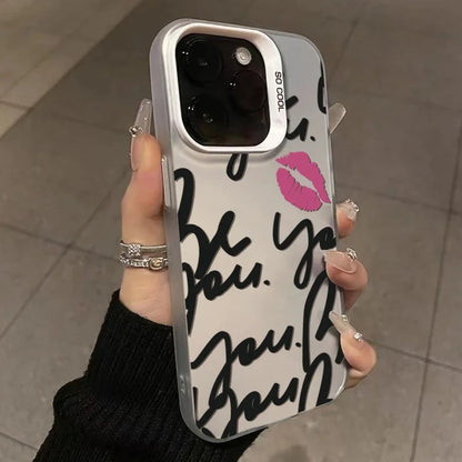Personalized English Writing Lip Phone Case For IPhone 16 Cases For IPhone 15 14 13 12 11 Pro Max Cover Case Funda Bumber Coque
