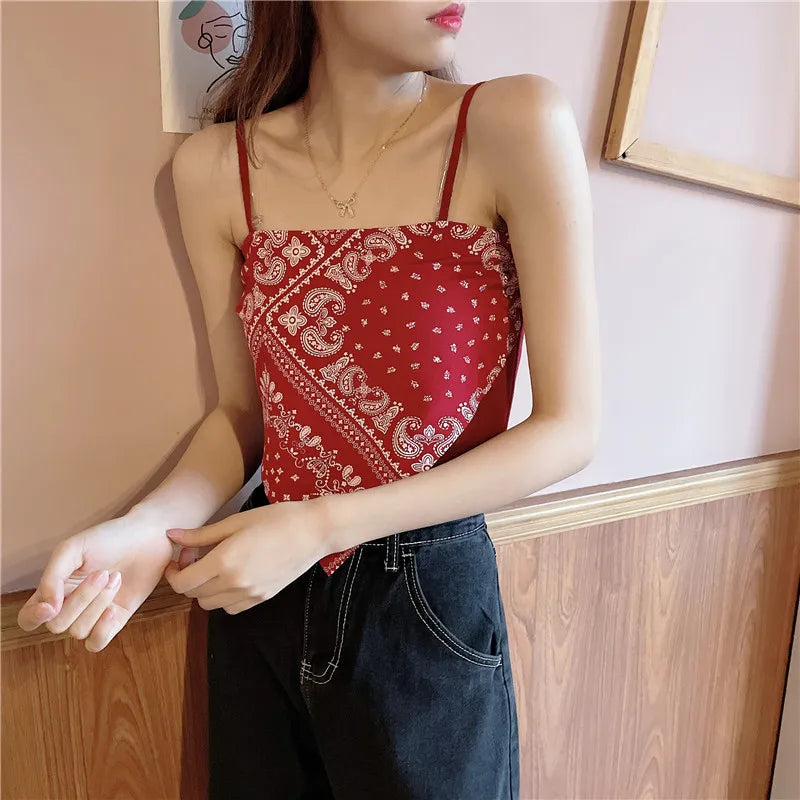 Woman Sexy Floral Tank Tops Women Corset Femme New Style Tanks Crop Camisole Fashion Knit Camis High Street Irregularity Vest
