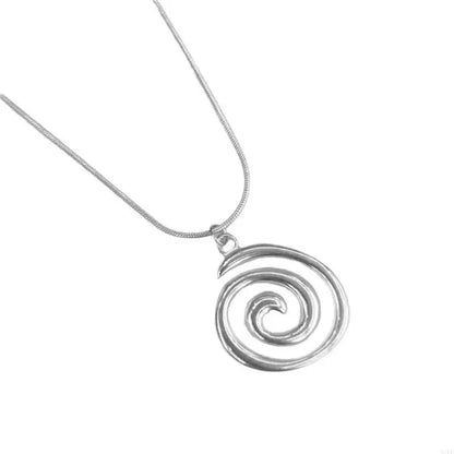 Fashionable Round Circle Necklace Accessory Swirl Pendant Collarbone Chain for Women Adjustable Chain Choker Jewelry