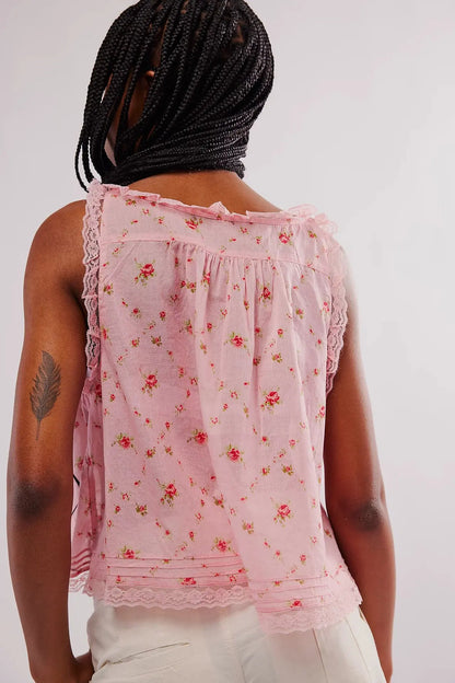 Women Sexy Crop Tops Sleeveless Boho Free Style Tank Tops Splice Lace Hippie Tops Button Down Summer Caimis Tee Top Female Cloth