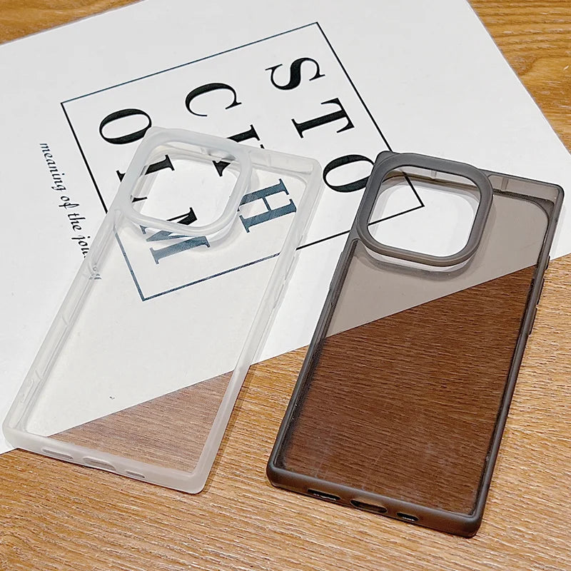 Rectangular Clear Case For iPhone 16 15 Pro Max 14 Plus 13 12 Pro Max 11 Shockproof Camera Lens Protection Soft TPU Phone Cover