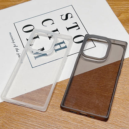 Rectangular Clear Case For iPhone 16 15 Pro Max 14 Plus 13 12 Pro Max 11 Shockproof Camera Lens Protection Soft TPU Phone Cover
