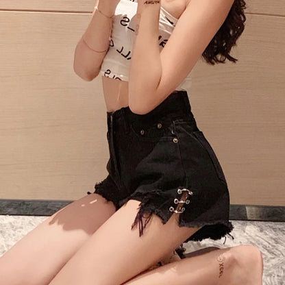 2024 Women Fashion Vintage Jeans Female Trashy y2k 2000s Baggy Ripped Denim Shorts Lady Special High Waisted Wide Leg Blue Jeans