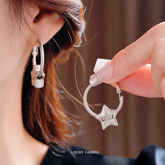 European and American Style Letter Round Ear Rings,fashionable and Versatile for Commuting,simple and Elegant Earrings for Women