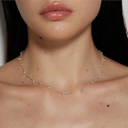 S925 Sterling Silver Necklace Bead Chain Beautiful SimpleMulti Round Bead Pendant For Women Wedding Fine Jewelry Christmas Gifts