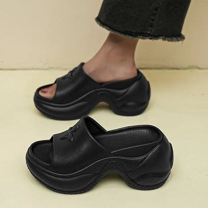 Women's Shoes 35-40 Spring Platform Clover Slippers High Heels Breathable Sandals Street Casual Shoes New Soft Soles