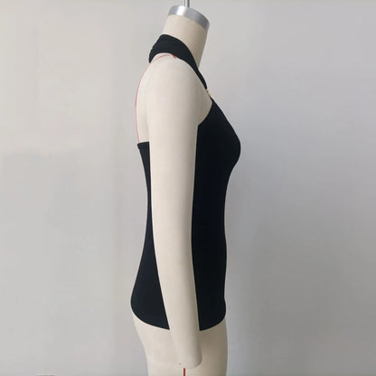 Summer Fashion Sexy Vest Top For Women Hollow Out Backless Twist Solid Cropped Y2k Top Patchwork Female Short Tank Top New 2025