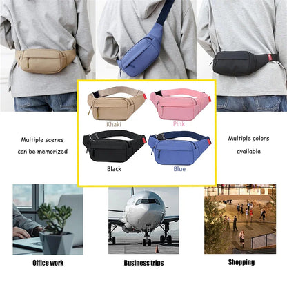 Men's and Women's Universal Models Waist Bag Fashion Crossbody Bags Sports Cell Phone Bags Solid Color Large Capacity Chest Bag