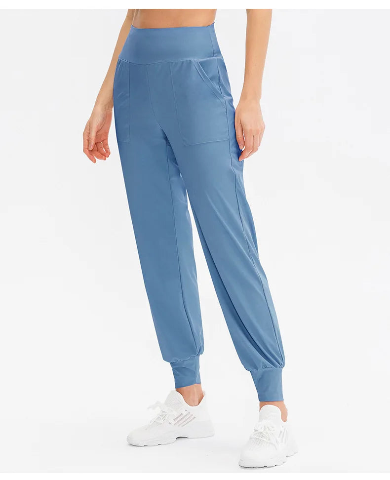 Women Loose Yoga Pants Running Sports Training Trousers with Pocket Casual Quick Dry Fitness Pants Thin for Spring Summer