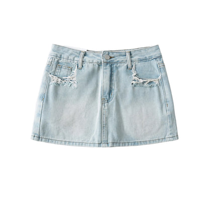 Mini skirts for women high waisted denim skirt black distressed jeans skirts womens 2024 Summer clothes blue jean skirts ripped