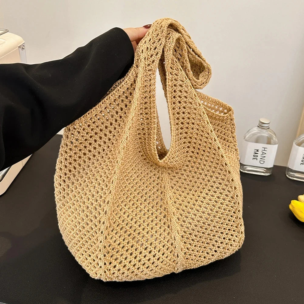 Women's Shoulder Bags Casual Straw Wicker Woven Ladies Handmade Totes Large Capacity Summer Beach Female's Messenger Bag