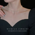 Women Choker Necklace Double Layer Beads Necklace Gift for Friend Silver Color Geometric Necklace Wholesale Collar Jewelry