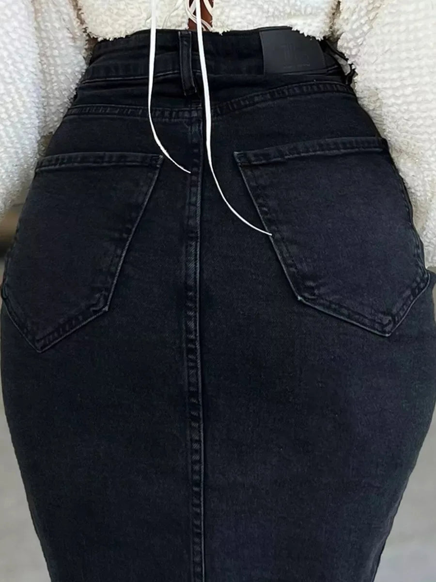 Denim Skirt Woman Streetwear Long Slim Skirts For Women Asymmetric High Quality Skirt Woman 2024 Trend High Waist Long Skirts