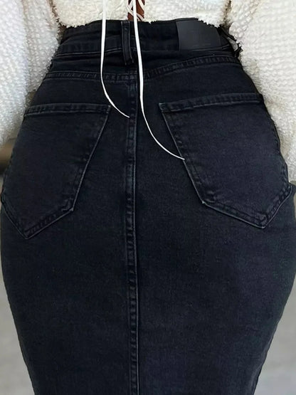 Denim Skirt Woman Streetwear Long Slim Skirts For Women Asymmetric High Quality Skirt Woman 2024 Trend High Waist Long Skirts