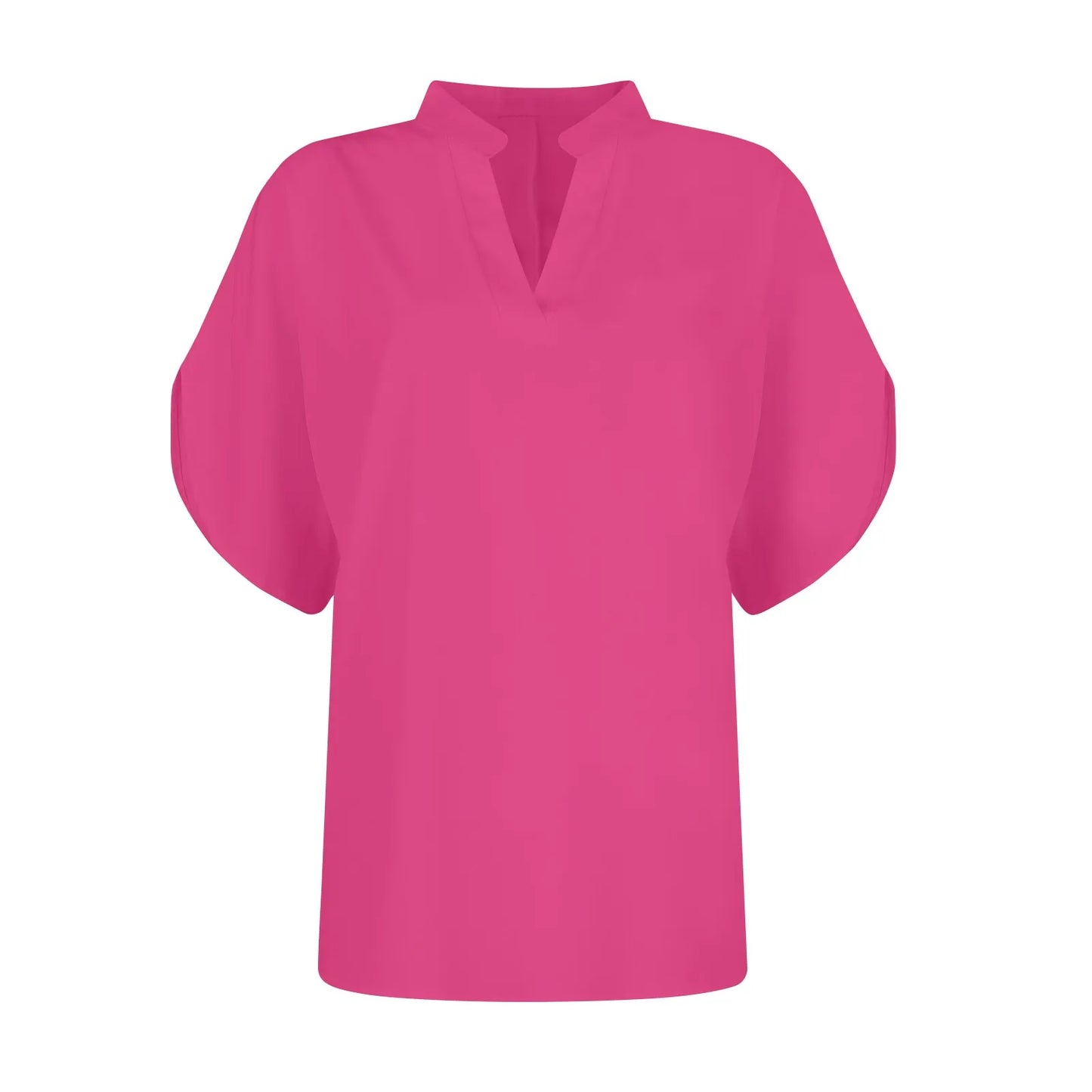 Summer Tops For Women Blouse 2024 Fashion Short Sleeve Solid V Neck Loose Shirts And Blouses Elegant Laies White Tops