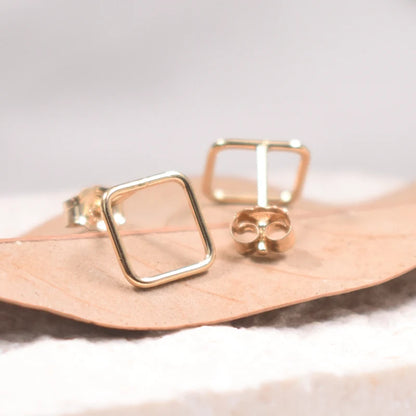 14K Gold Filled 8mm Square Earrings Minimalism Jewelry Gold Filled Stud Earrings Brincos Pendientes Oorbellen Boho Women Earring