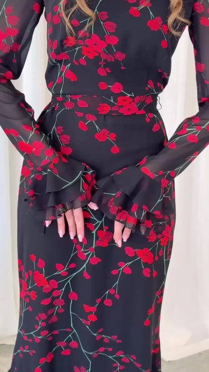 Women's Evening Dresses Summer New Printed French Floral Slim-fitting Retro White Dress for Women