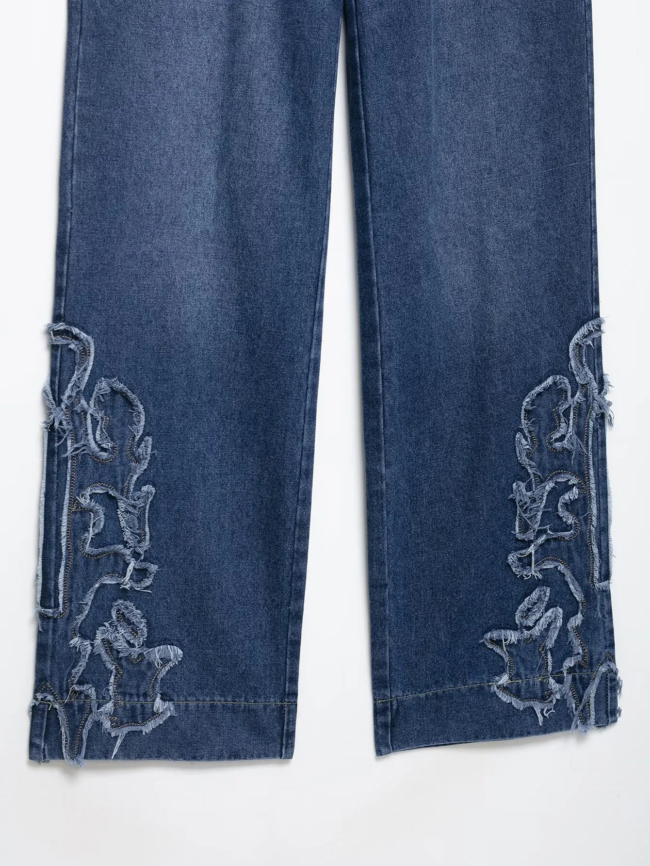 European style new women's fashion versatile temperament straight embroidered low waist jeans trousers