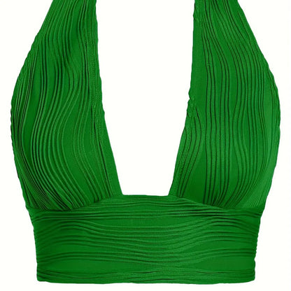 Sexy Crop Tops for Women Deep V Neck Back Cutout Sleeveless Plunge Racerback Tank Cropped Top