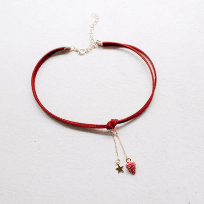 Fashion Lace Necklace For Women Adjustable Elegant Snowfake Strawberry Pendant Velvet Choker Necklace Collar Party Jewelry Gift