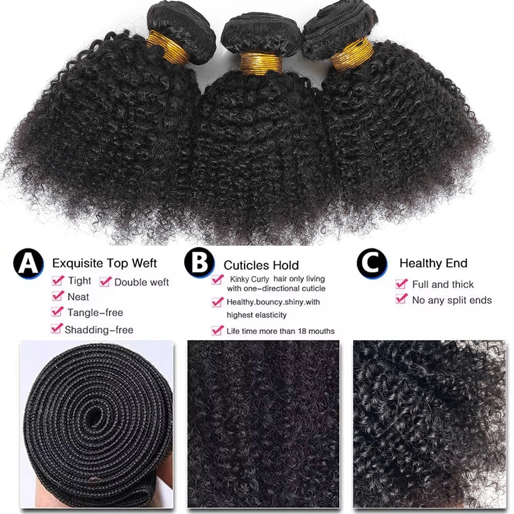 Brazilian Afro Kinky Curly Human Hair Bundles 4b 4c Afro kinky Bulk Human Hair Weave Bundle Deal Hair Extensions Wholesale