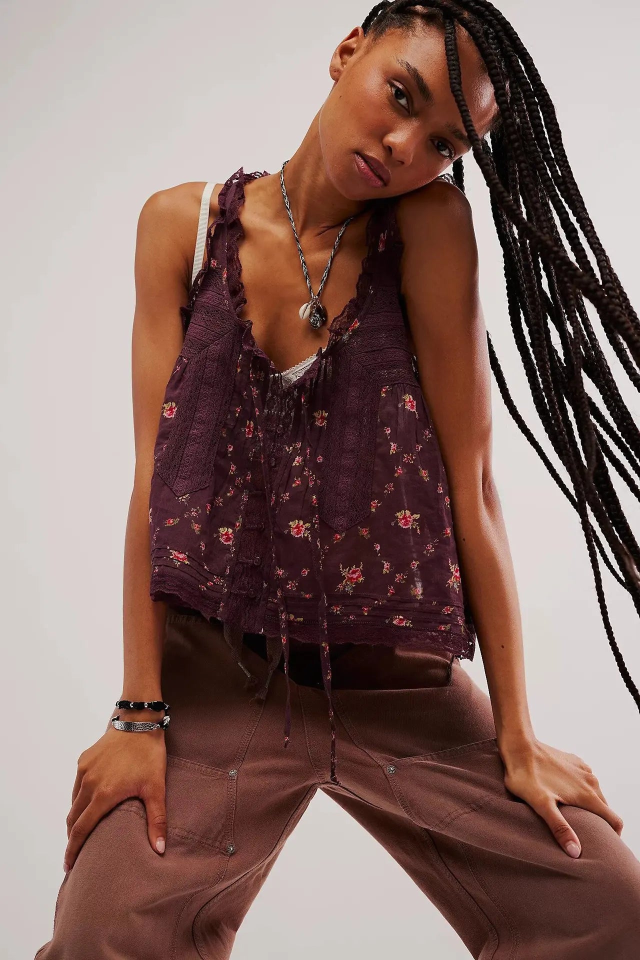 Women Sexy Crop Tops Sleeveless Boho Free Style Tank Tops Splice Lace Hippie Tops Button Down Summer Caimis Tee Top Female Cloth