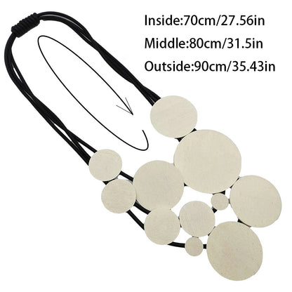Fashion Jewelry Women Pendant Necklace Bohemian Ethnic Long White Round Piece Accessories Party Costume Rubber Necklaces Jewelry