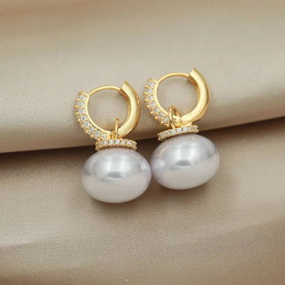 Korean Version High Quality New Atmospheric One Two Wear Colorful Blue Pearl Circle Ear Button Design Eardrop for Girls.