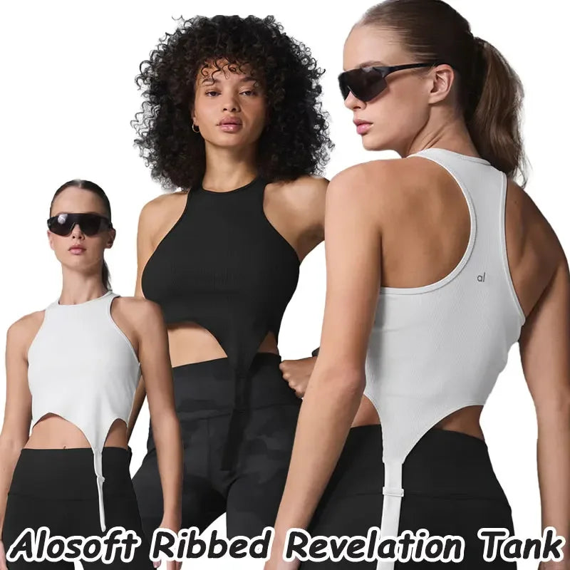 The new women's vest features a stylish design a ribbed fabric round-neck elastic casual top and a daily sports fitness yoga bra