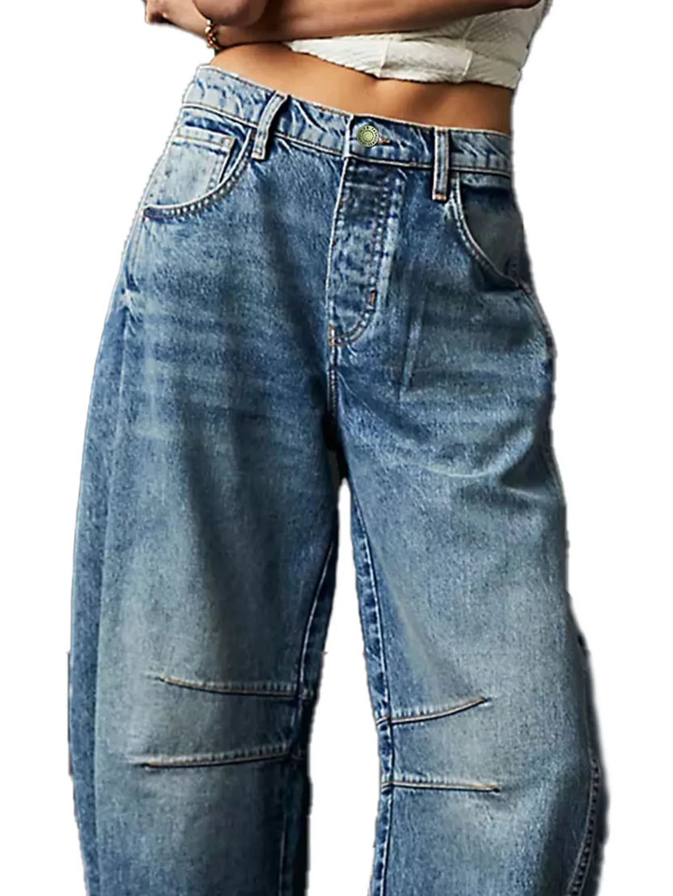 Women's Four Seasons New Fashion Low-rise Jeans Casual Loose Wash Wide-leg Pants Women's Simple Comfortable Straight Leg Jeans