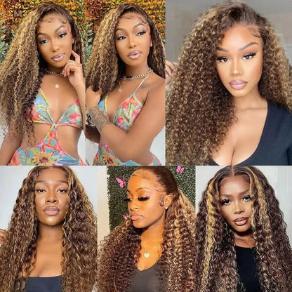 4/27 Bundles Brazilian Hair Bundles Highlight Honey Blonde Human Hair Bundle Weave Double Weft Deep Wave Virgin Hair Weaves