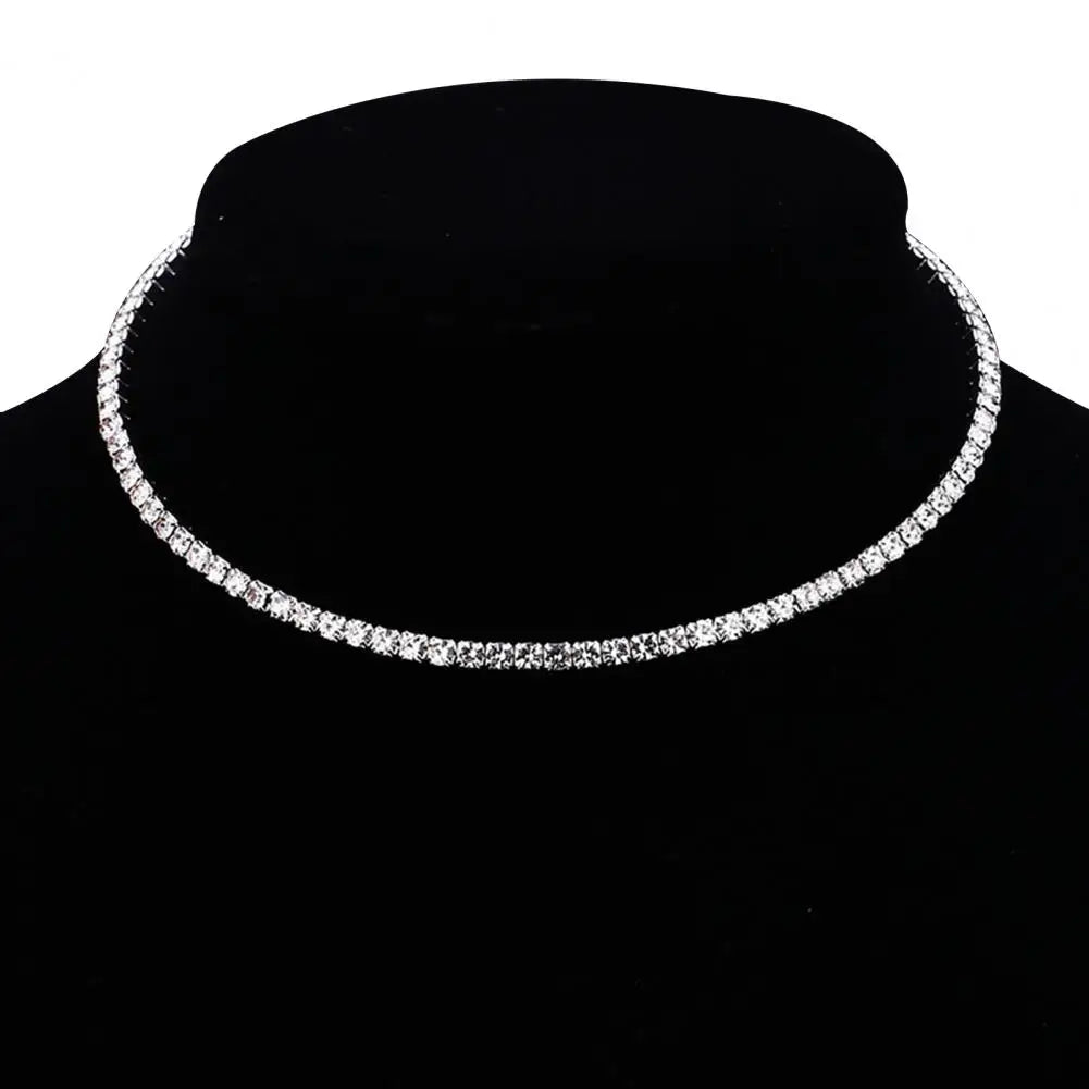 Women Necklace Shiny Rhinestone Multi Layers Adjustable Luxury Stainless  Bride Wedding Neck Jewelry