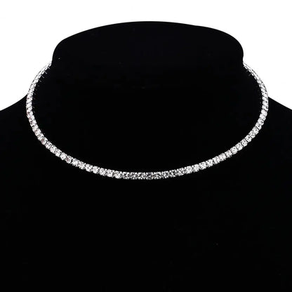 Women Necklace Shiny Rhinestone Multi Layers Adjustable Luxury Stainless  Bride Wedding Neck Jewelry