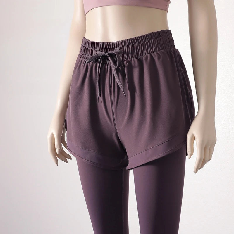 Yoga Pants Leggings Two-piece Skirt Style Quick-drying Workout Yoga Pants Women Pockets Sport Trousers Leggings